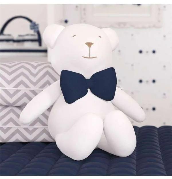 Urso Branco com Gravata Azul Marinho 42cm Grão de