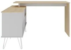 Mesa Escrivaninha Industrial 136cm Dhabi A06 Carvalho/Branco - Mpozena