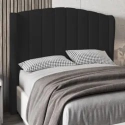 Cabeceira Casal King Cama Box 195cm Glenda Z04 Linho Preto - Mpozenato