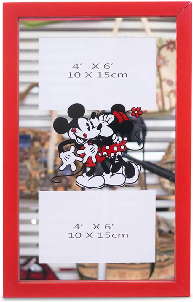 Porta retrato Minas de Presentes Espelho Moldura Para 2 Fotos 10X15cm Mickey & Minnie - Disney Vermelha