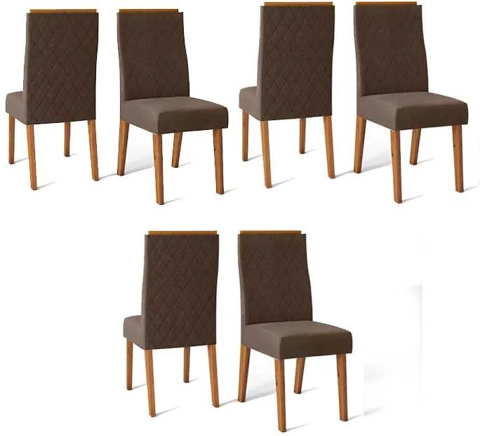 Conjunto 6 Cadeiras Cássia Rústico Terrara Tecido Veludo Moca