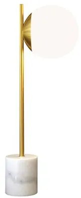 Luminária de Mesa Gloob Aço Dourado Escovado com Mármore Branco 20cm - 65452 - Sun House