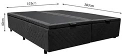 Base Box Baú para Cama Casal King 192x203cm Bipartido Liz S05 Suede Bo