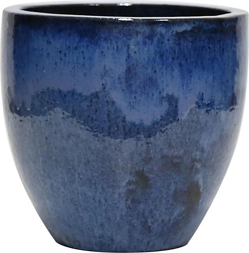 Vaso Vietnamita Cerâmica Importado Short EGG Azul D38cm x A40cm