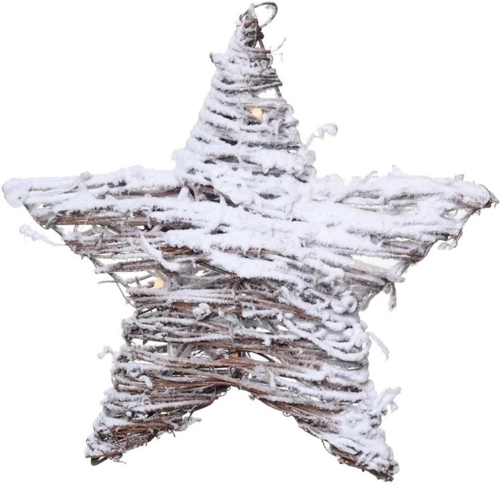 Estrela Rattan Rústica Decoração Natal 15 Leds Branco
