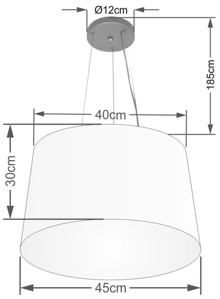 Lustre Pendente Cone Md-4153 Cúpula em Tecido 30/45x40cm Rustico Cinza - Bivolt