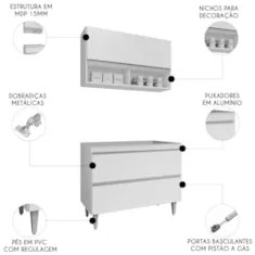 Armário de Cozinha Com Nichos CP01 Para Pia 100cm Z34 Branco - Mpozena