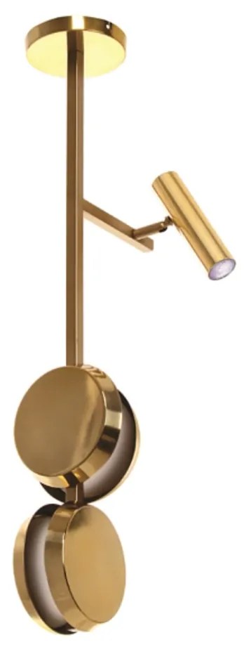 Plafon Eclipse Haste Vertical 16X23X74Cm Discos E Spot Articulado Meta... (GRAFITE / DOURADO BRILHO, 110V)
