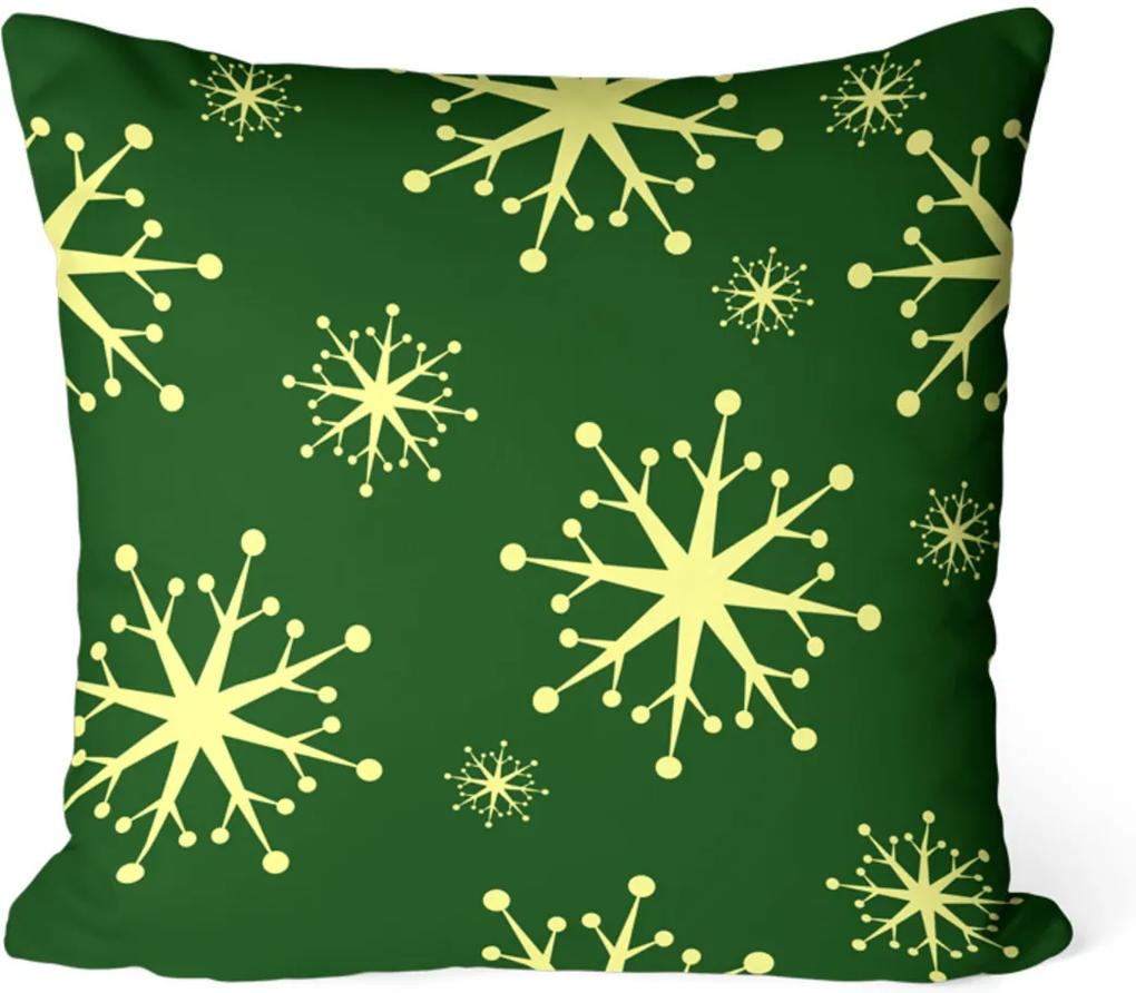 Capa de Almofada Love Decor Avulsa Decorativa Flocos de Natal Verde