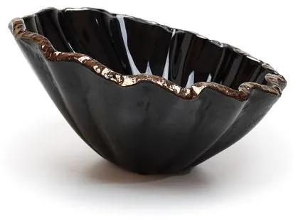Bowl Lírio 26 cm Preto com Borda Dourada Regina Medeiros