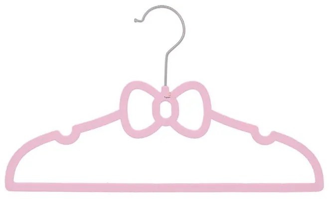 Kit 40 Cabides De Veludo Laço Rosa Infantil