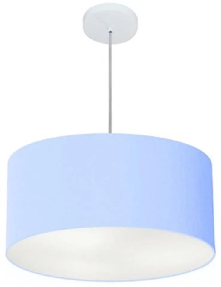 Pendente Cilíndrico Vivare Free Lux Md-4386 Cúpula em Tecido - Azul-Bebê - Canopla branca e fio transparente