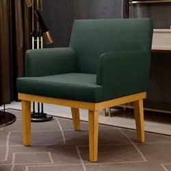 Poltrona Decorativa Sala de Estar e Recepção Vitória W01 Linho Verde -