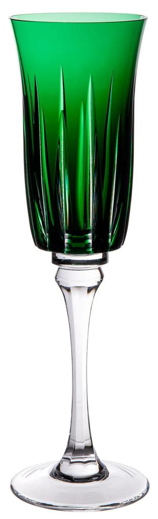Taça de Cristal Lapidado p/ Champagne - Verde - 66  Verde Escuro - 66