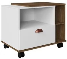 Gabinete de Banheiro com Rodízios Japão B02 Branco/Ipê - Mpozenato