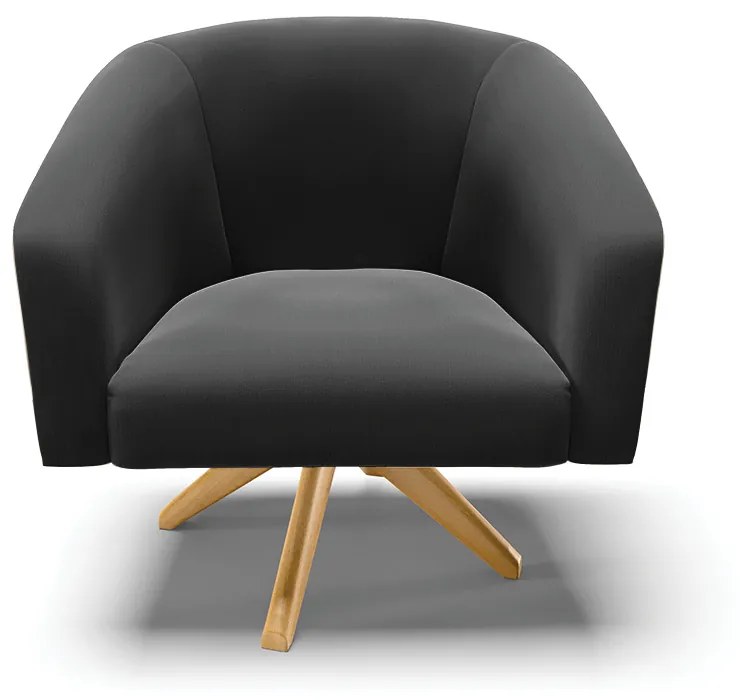 Poltrona Decorativa Giratória MA30 Kit 2 Stella Suede Preto D03 - D'Rossi