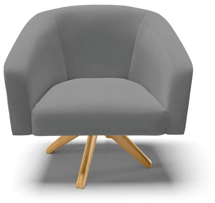 Poltrona Decorativa Giratória MA30 Stella Nozes/Linho D03 - D'Rossi - Cinza A26