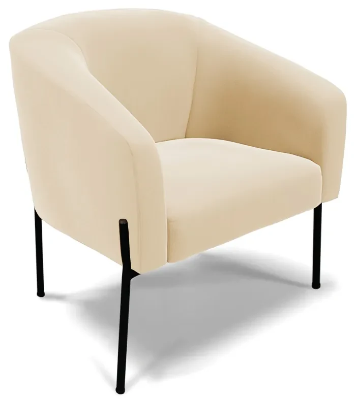 Namoradeira e 2 Poltronas Pé de Ferro Preto Stella Suede D03 - D'Rossi - Bege