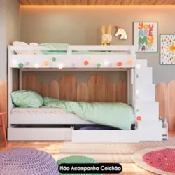 Beliche Infantil Com Escada e 4 Gavetas Infix C06 Branco - Mpozenato