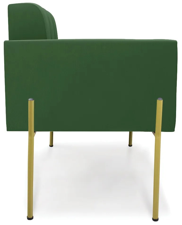 Poltrona Pé de Ferro Dourado para Sala Elisa Suede Verde D03 - D'Rossi