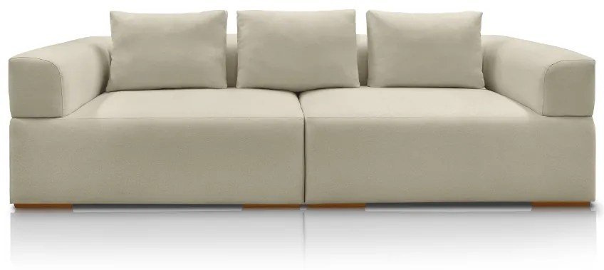 Sofá Bipartido 3 Lugares com Almofadas Soltas 220cm Nuuk Linho Off White G63 - Gran Belo