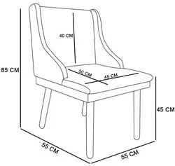 Cadeira Estofada para Sala de Jantar Pés Palito Lia Suede Azul Marinho