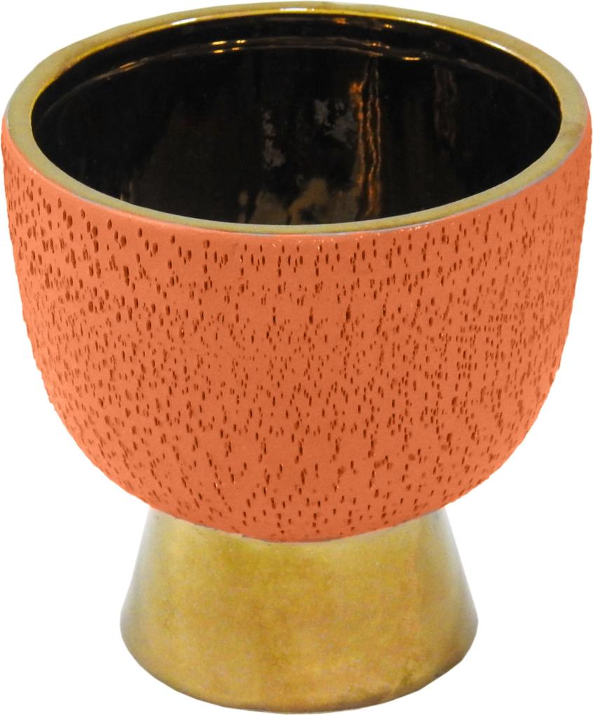 Vaso Decorativo em Cerâmica Laranja - 15x15x15cm
