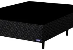 Base Para Cama Box Casal 138cm Poliéster Bordado Perola Negra Preto -