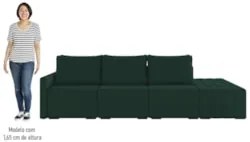 Sofá Ilha Modular com Puff para Sala Living 312cm Georgia Z08 Veludo V