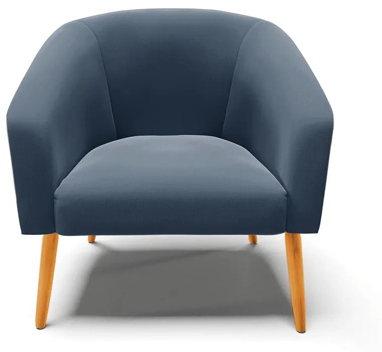 Poltrona Decorativa Pé Palito Castanho kit 2 Stella Suede D03 - D'Rossi - Azul Marinho