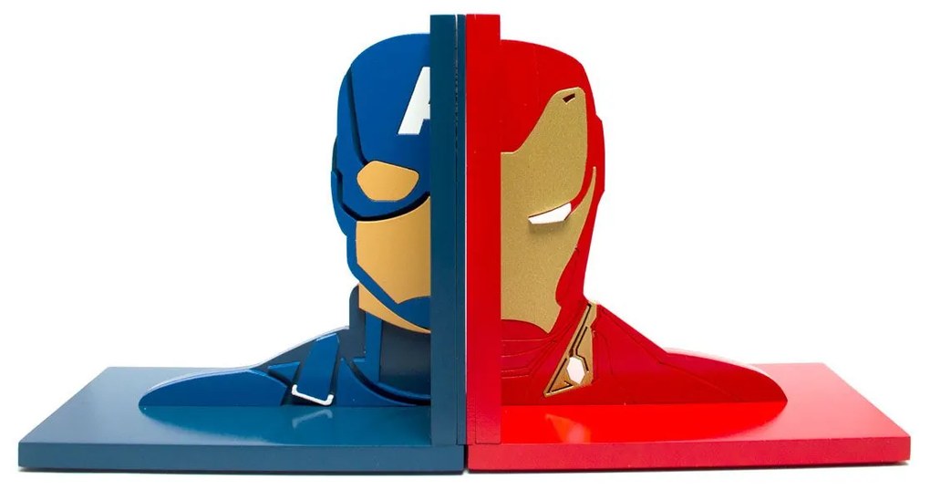 Aparador de Livros Guerra Civil Capitão América e Homem De Ferro Vingadores Marvel