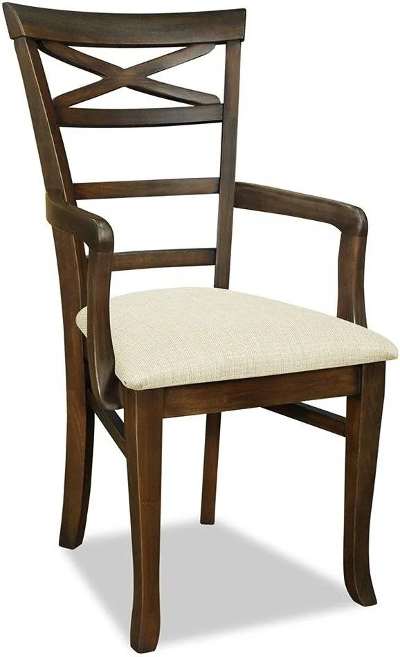 Cadeira de Madeira Estofada com Braço Valência - Cor: Castanho Canela - Tecido: Linho Claro 06