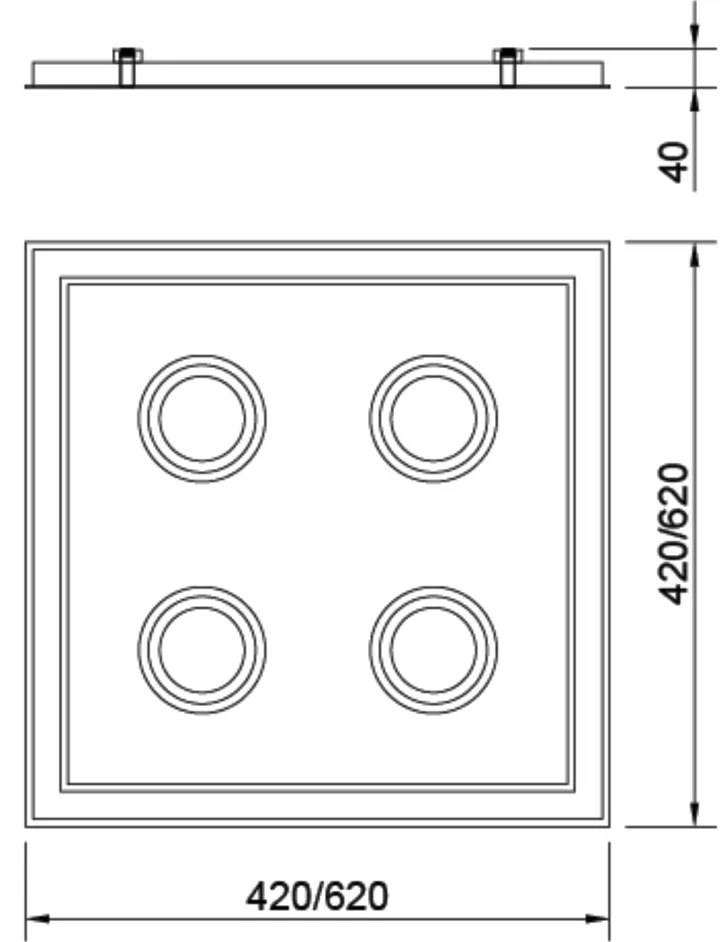 Embutido Premium Pro 42X42X05Cm 04Xpar20 Led 36,8W Bivolt | Usina 1925... (PT - Preto Texturizado, 3000k)