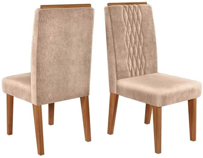 Conjunto 2 Cadeiras Elen Carvalho Nobre Tecido Veludo Kraft