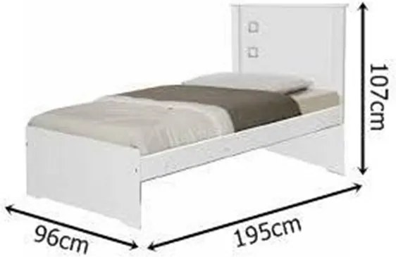 Cama  Barcelona Solteiro Branco Com Lilás - Tebarrot Móveis