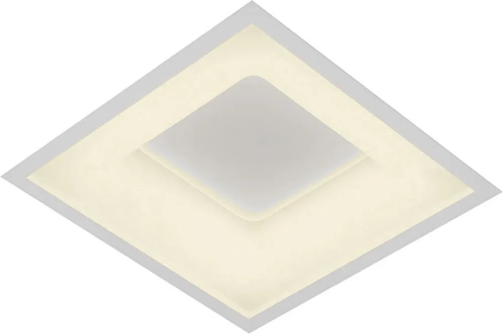 Plafon Led Embutir Quadrado 33,6w Branco Luz Amarela 49cm