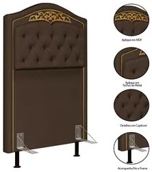 Cabeceira Cama Box Solteiro 90cm Com Calçadeira Baú Imperial J02 Velud