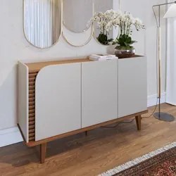 Balcão Aparador Buffet 3 Portas 136cm Madrid C05 Off White Matte/Freij