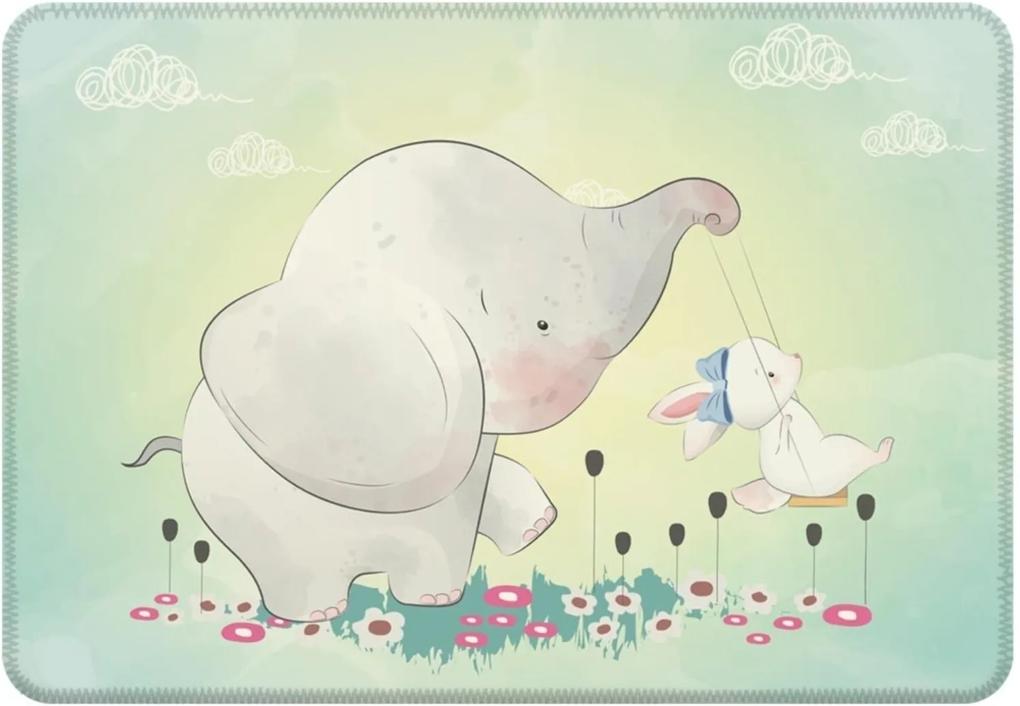 Tapete Love Decor De Atividades Infantil Elefante Com Coelho Único