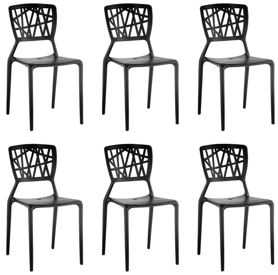 kit 6 Cadeiras Decorativas Sala e Cozinha Luara (PP) Preta - Gran Belo