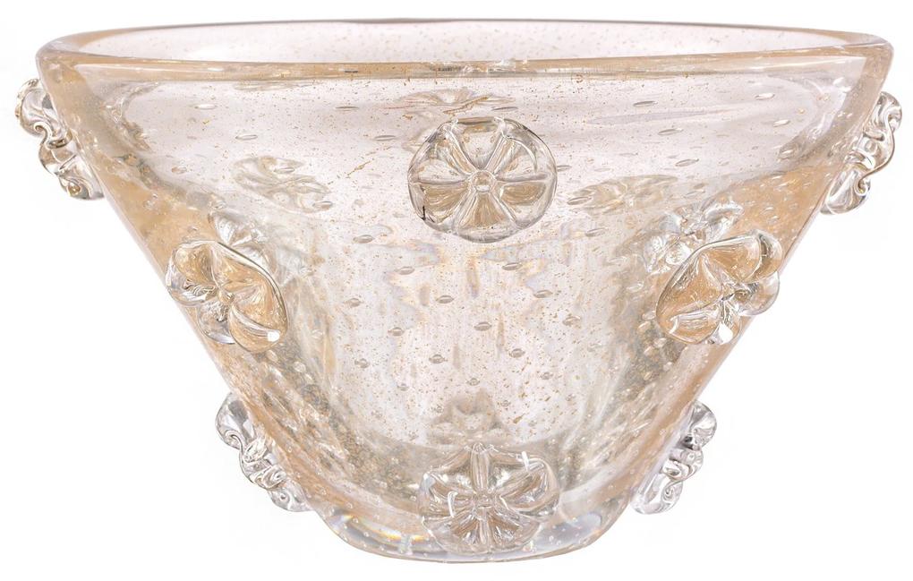 Vaso Murano Flowers C/ Ouro - Cristal Transparente