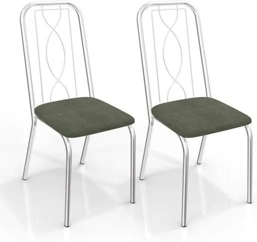 Cadeira Austria III Copa - Kit 02 unidades, Estrutura - Cromada, Revestimento - Veludo Oliva 25