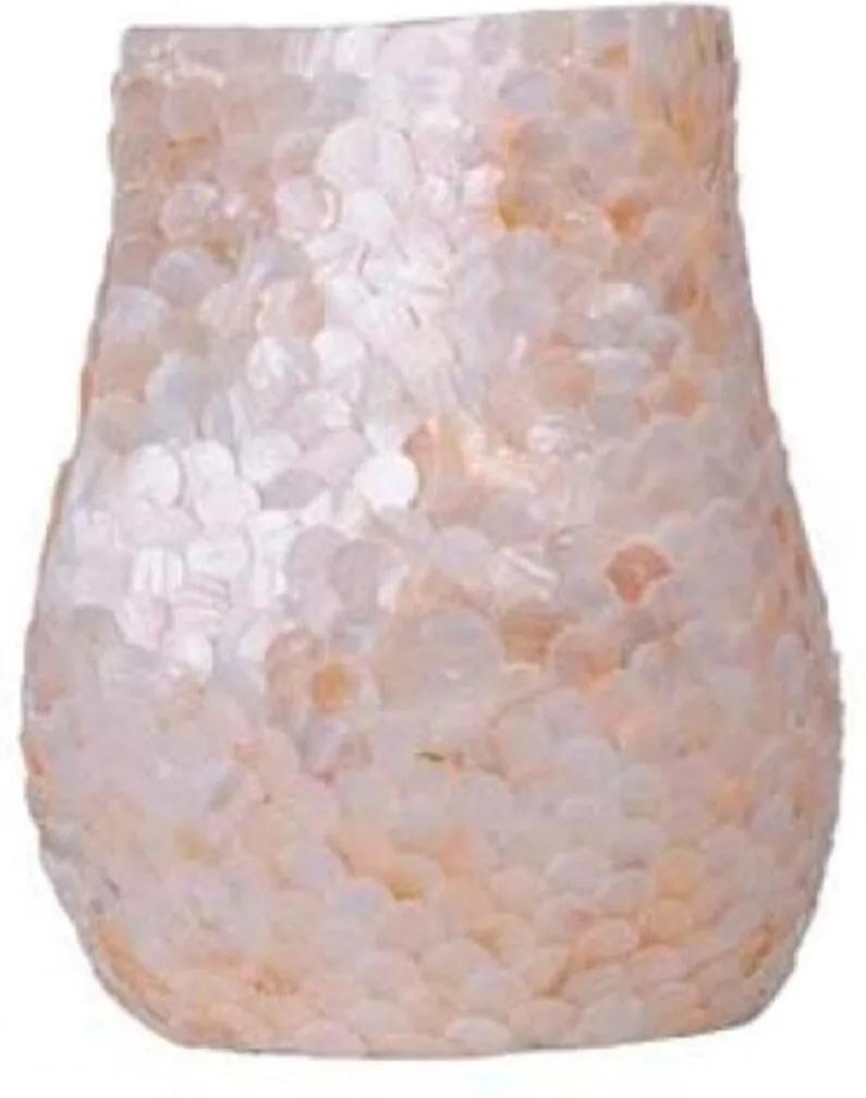 Vaso Decorativo de Madrepérola Branca 29x24,5x18 Cm