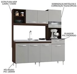 Kit Cozinha Compacta para Pia sem Tampo 7 Portas Veronez P11 Chocolate