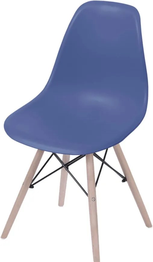Cadeira Eames Dkr Polipropileno Base Eiffel Madeira Azul Marinho