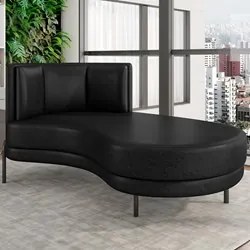 Chaise Longue Divã 164cm Braço Esquerdo Logus D06 Sintético Preto - Mp