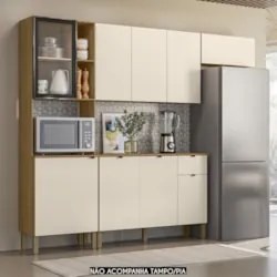 Cozinha Compacta Balcão Sem Tampo Laura Plus Soft/Freijó Z06 - Mpozena