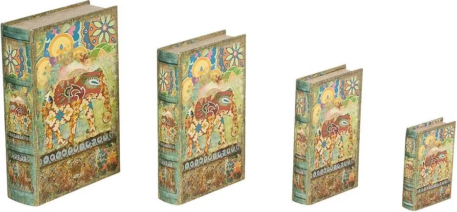 Book Box Conjunto 4 Peças Elefante Vermelho Oldway - 30x21 cm