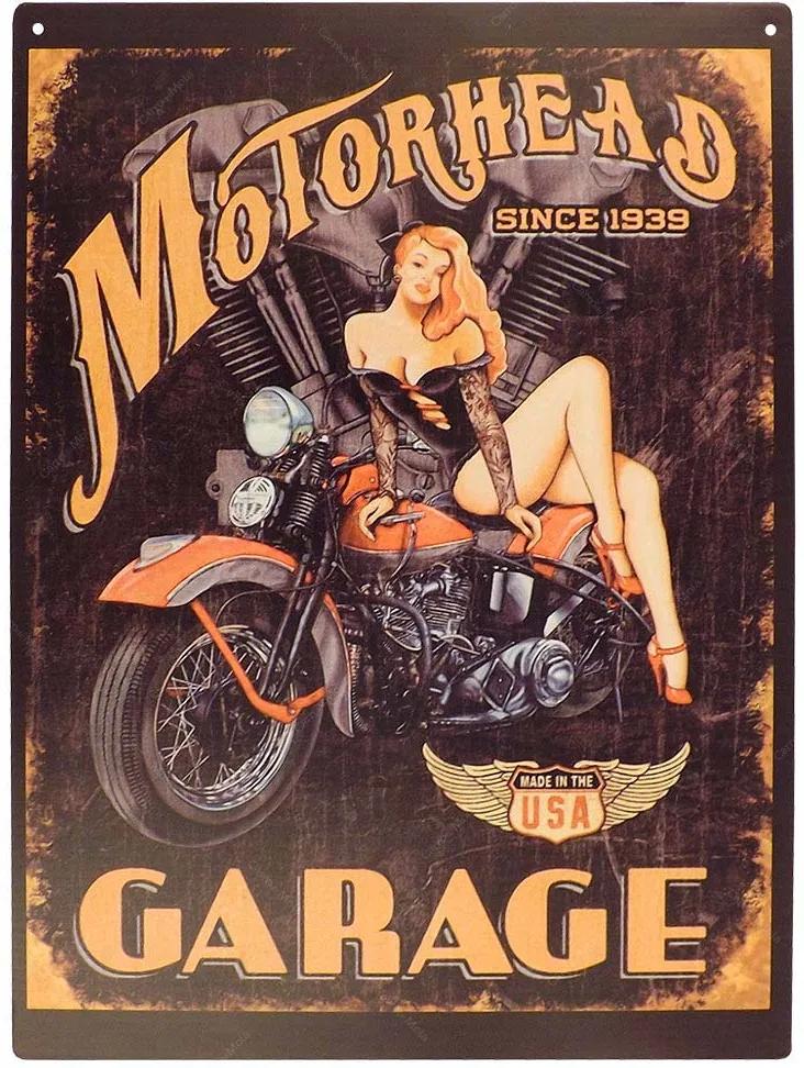 Placa Decorativa Motorhead Garage Média em Metal - 30x20cm