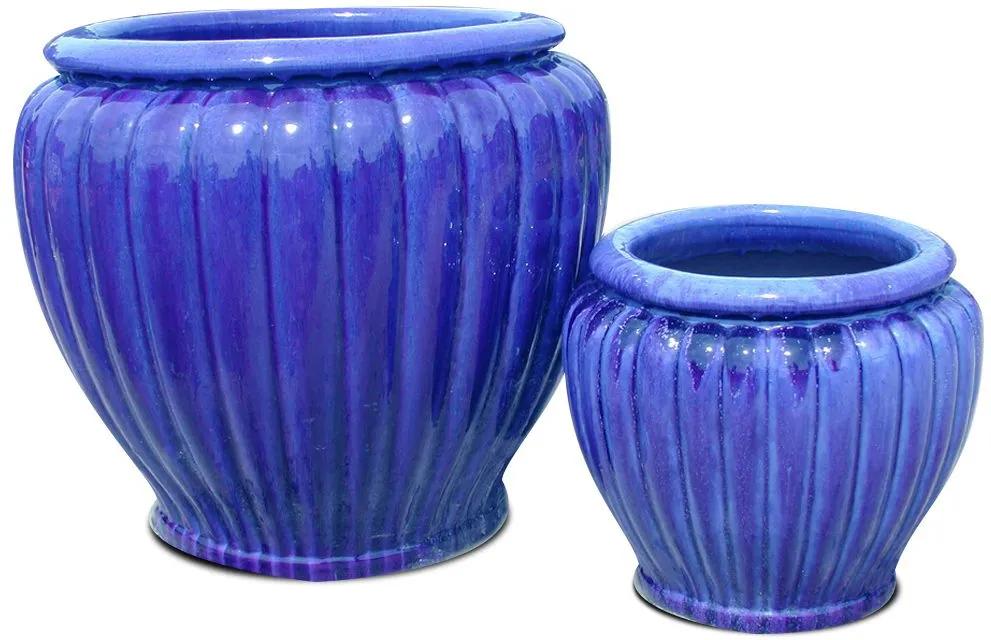 Vaso Vietnamita Cerâmica Importado Pumpkin Pequeno Azul D45cm x A50cm